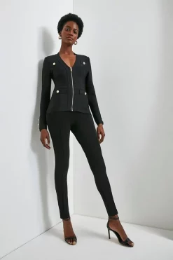 Best Sale 🧨 Karen Millen Military Bandage Zip Knitted Jacket 🛒