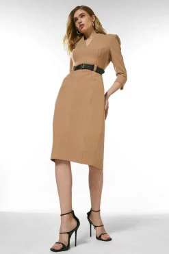 Best Pirce 😀 Karen Millen Forever Belted Midi 👗 Dress 💯