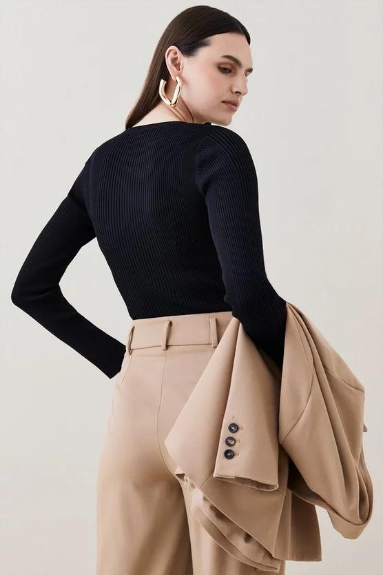 Budget π Karen Millen Rib Crew Neck Knit Jumper βοΈ - Image 3