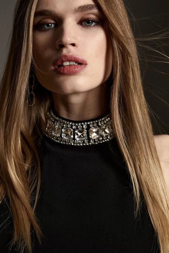 Hot Sale π₯° Karen Millen Crystal Embellished Woven Thigh Split Maxi π - Image 5