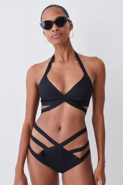 Budget 😍 Karen Millen Bandage Halter Neck Strappy 👙 Bikini Top ✔️