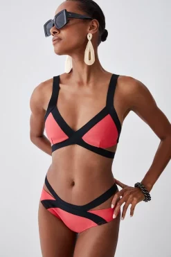 Coupon 🛒 Karen Millen Bandage Colour Block Strappy 👙 Bikini Top 👍
