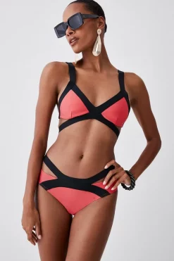 Deals 🤩 Karen Millen Bandage Colour Block Strappy 👙 Bikini Bottoms 😍