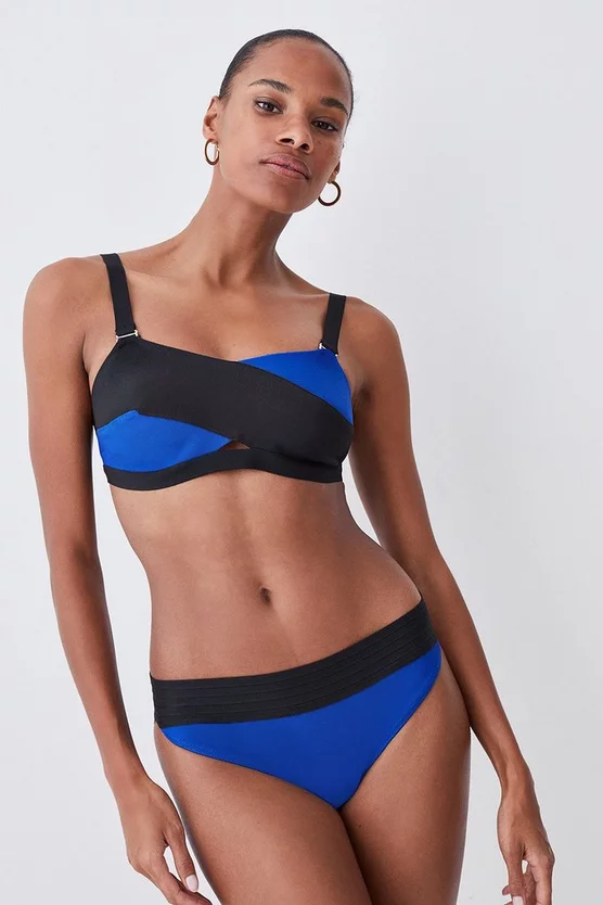 New π Karen Millen Bandage Colour Block π Bikini Bottoms - cobalt π