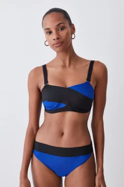 Brand new 🔔 Karen Millen Bandage Colour Block Bandeau 👙 Bikini Top - cobalt 🔔