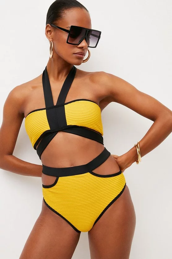 Flash Sale π― Karen Millen Ripple Colour Block Double Strap π Bikini Top π