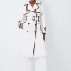 Buy 🧨 Karen Millen Collar Detail Belted Trench 🧥 Coat - ivory 🔥
