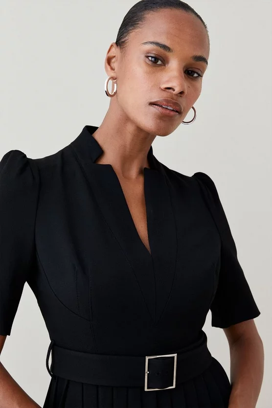 Coupon ๐ Karen Millen Structured Crepe Forever Pleat Belted Midi ๐ Dress ๐ - Image 2