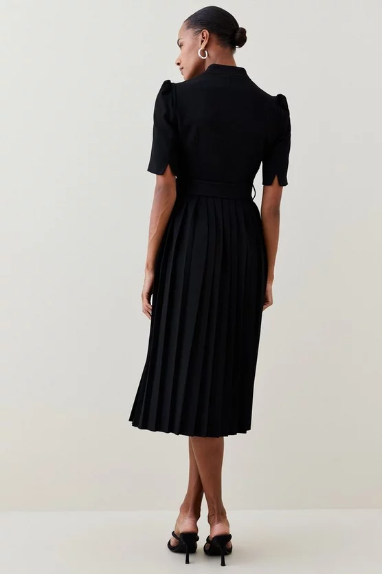 Coupon ๐ Karen Millen Structured Crepe Forever Pleat Belted Midi ๐ Dress ๐ - Image 3
