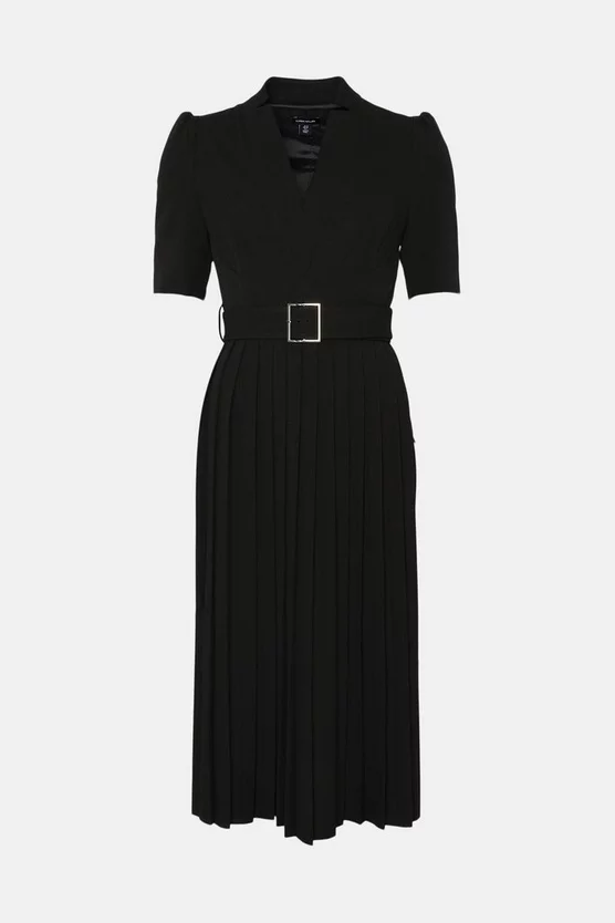 Coupon ๐ Karen Millen Structured Crepe Forever Pleat Belted Midi ๐ Dress ๐ - Image 4