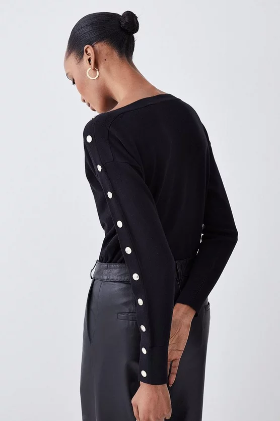 Best Pirce π Karen Millen Viscose Blend Knit Slouchy Trim Detail Jumper β€οΈ - Image 3