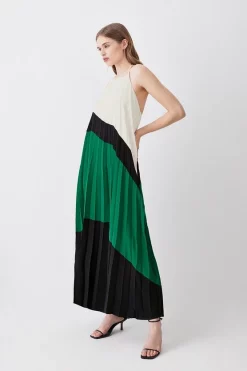 Flash Sale 🛒 Karen Millen Soft Tailored Pleated Halter Neck Maxi 👗 Dress ✨