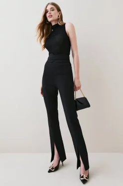 Cheap 🔔 Karen Millen Compact Stretch High Rise Split Hem Trouser 🤩
