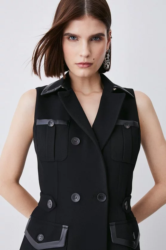 Brand new π― Karen Millen Structure Crepe Pocket Sleeveless Jacket - black π - Image 3