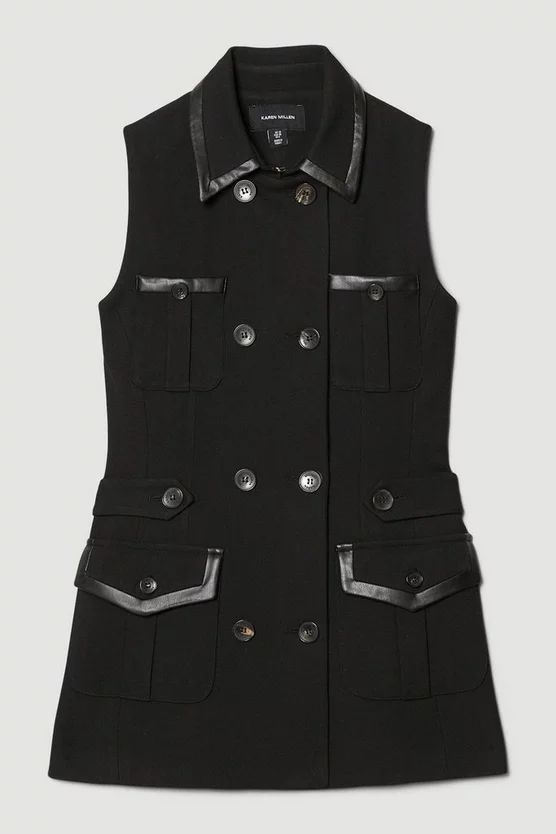 Brand new π― Karen Millen Structure Crepe Pocket Sleeveless Jacket - black π - Image 4