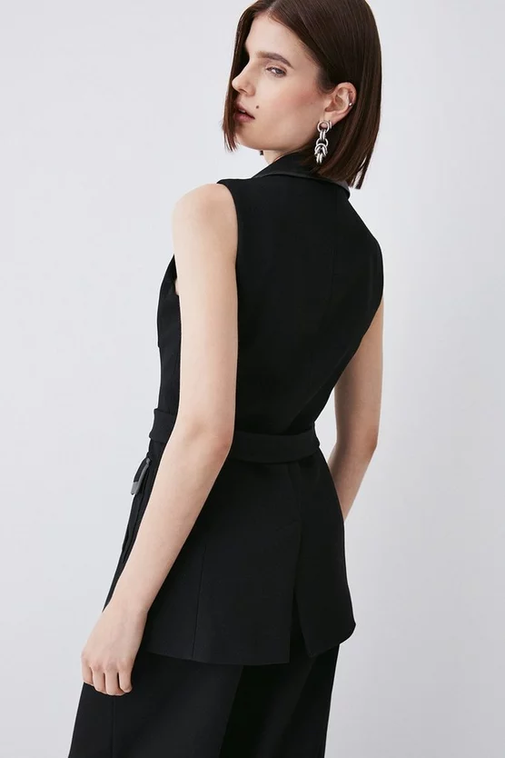 Brand new π― Karen Millen Structure Crepe Pocket Sleeveless Jacket - black π - Image 6