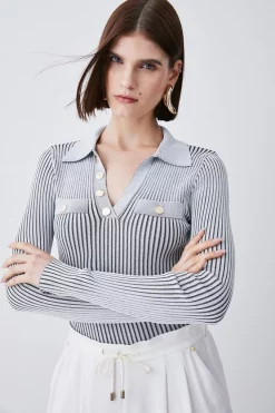 Best Sale π Karen Millen Buttoned Collar Pocket Front Jumper - grey β