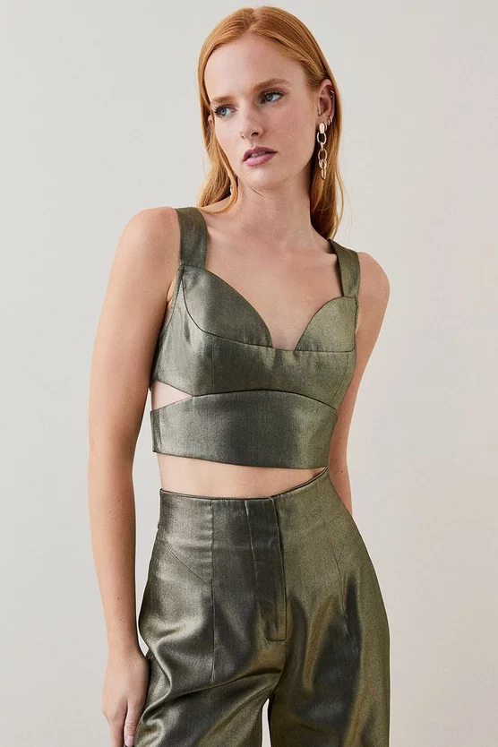 Top 10 ๐ฅ Karen Millen Metallic Corset Crop Top ๐ - Image 2