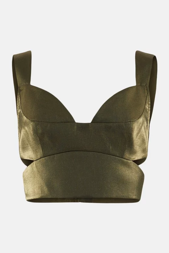 Top 10 ๐ฅ Karen Millen Metallic Corset Crop Top ๐ - Image 4