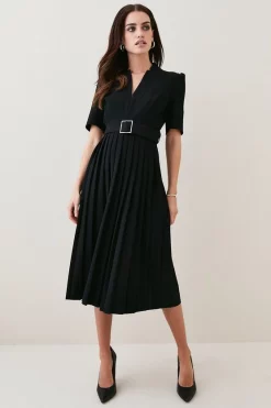 Cheapest 😉 Karen Millen Petite Structured Crepe Forever Pleat Midi 👗 Dress 🤩