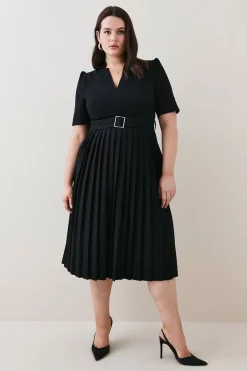 New 🔥 Karen Millen Plus Size Structured Crepe Forever Pleat 👗 Dress ✔️