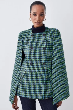 Best reviews of ✔️ Karen Millen Colourpop Check Wool Blend Cape 🧥 Coat - green ✔️