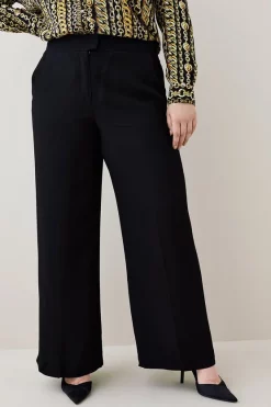 Best Pirce 😍 Karen Millen Plus Size Viscose Satin Back Crepe Wide Leg Trouser 🛒