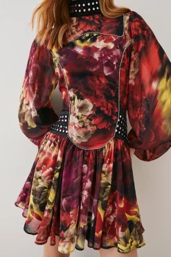 Best deal 🛒 Karen Millen Exploded Floral Studded Lace Mini 👗 Dress ⌛