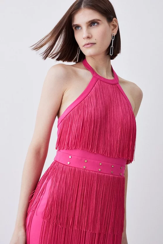 Best reviews of β Karen Millen Fringed Ponte Detail Halter Neck Mini π Dress π - Image 2