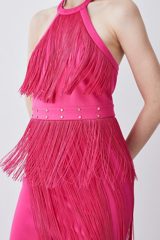 Best reviews of β Karen Millen Fringed Ponte Detail Halter Neck Mini π Dress π - Image 5