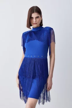 Promo 🧨 Karen Millen Fringed Ponte Detail Midi 👗 Dress 🥰