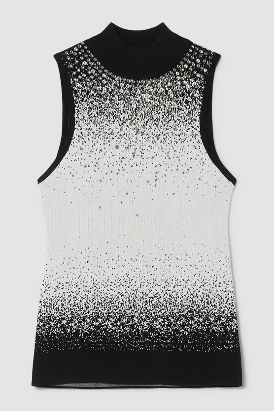 Buy π Karen Millen Hotfix Sequin Knit High Neck Jumper - mono β - Image 4