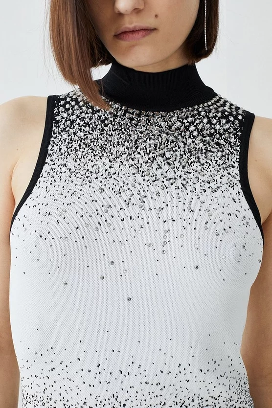 Buy π Karen Millen Hotfix Sequin Knit High Neck Jumper - mono β - Image 5