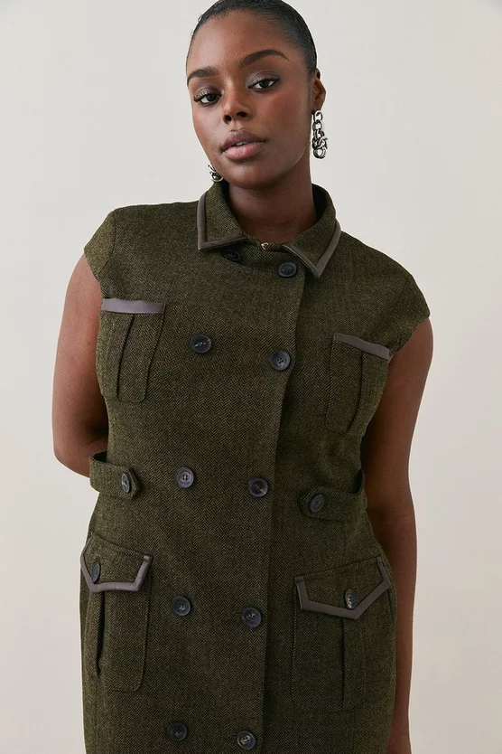 Top 10 π Karen Millen Lydia Millen Plus Size Tweed Midi π Dress - dark green π - Image 2