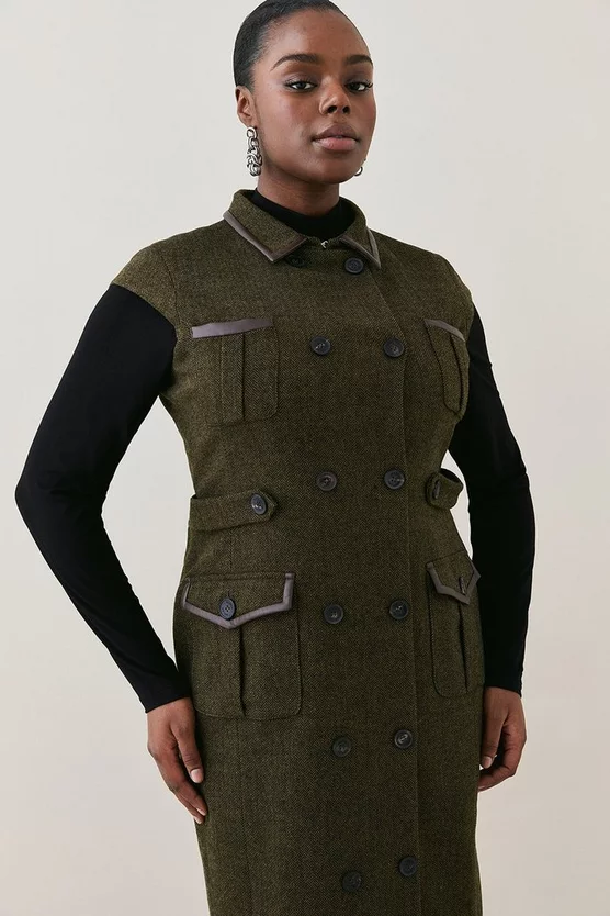 Top 10 π Karen Millen Lydia Millen Plus Size Tweed Midi π Dress - dark green π - Image 5