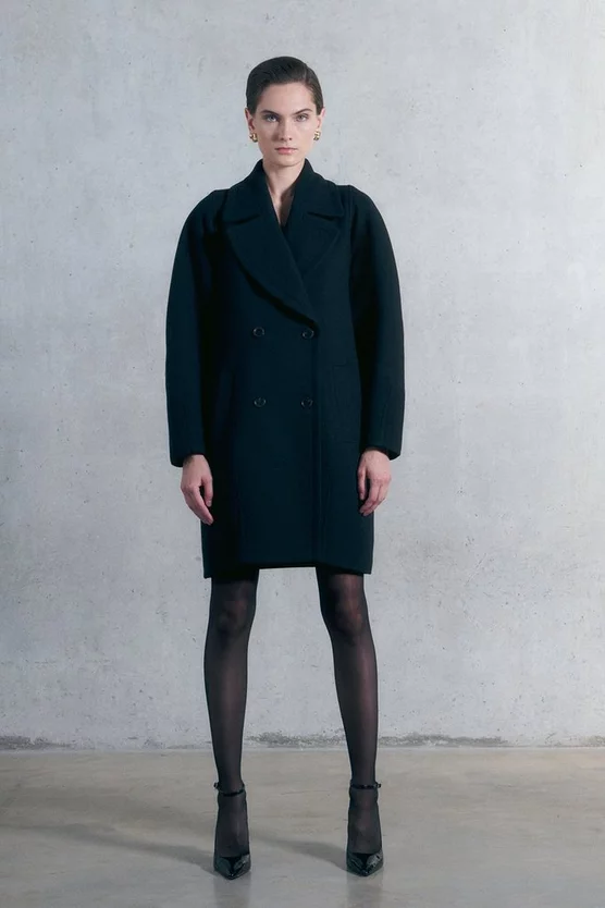 Discount π€© Karen Millen Italian Virgin Wool Rounded Double Breasted π§₯ Coat β€οΈ