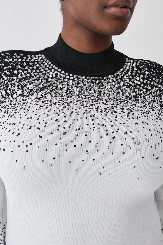 Discount β Karen Millen Plus Size Hotfix Sequin Knit Mini π Dress - mono π - Image 2