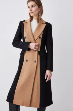 Best reviews of 😉 Karen Millen Italian Virgin Wool Colourblock Tailored 🧥 Coat - mono 🤩