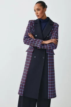 Buy 🔔 Karen Millen Italian Virgin Wool Colourblock Tweed 🧥 Coat 😍