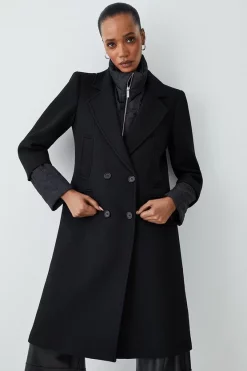 Discount ✔️ Karen Millen Italian Virgin Wool Hybrid Puffer 🧥 Coat - black ⭐