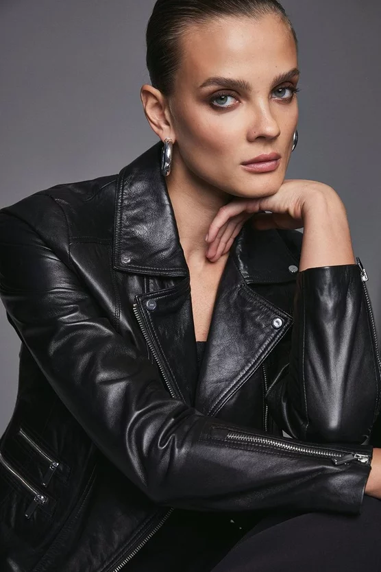 Best reviews of ❤️ Karen Millen Tall Leather Signature Biker Jacket ⭐ - Image 2