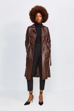 Deals 🌟 Karen Millen Tall Leather Trench 🧥 Coat ⭐