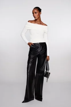 Brand new 😉 Karen Millen Tall Leather Clean Wide Leg Trousers 🔥