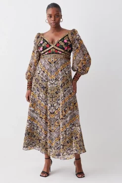 Coupon 😍 Karen Millen Plus Size Baroque Embroidered And Bead Midi 👗 Dress - multi 🔔