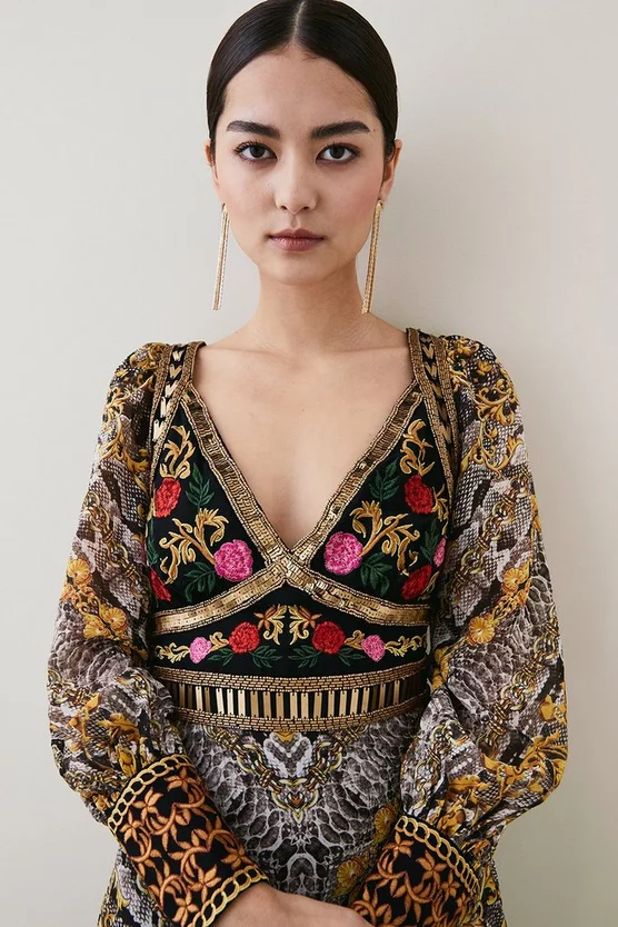 Best deal π Karen Millen Petite Baroque Embroidered & Bead Midi π Dress - multi β - Image 5