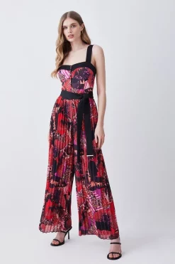 Cheap 💯 Karen Millen Top Stitch Pleated Butterfly Detail Woven Jumpsuit - pink 👍