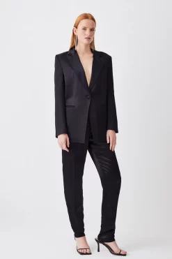Top 10 👍 Karen Millen Luxe Satin Slim Leg Trouser - black 🎉