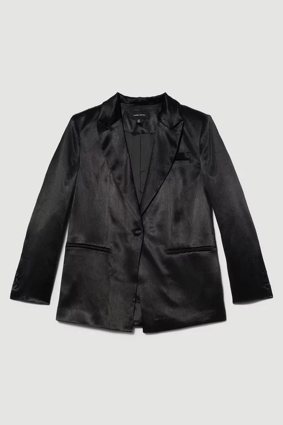 Cheapest β Karen Millen Luxe Satin Single Breasted Blazer - black π - Image 4