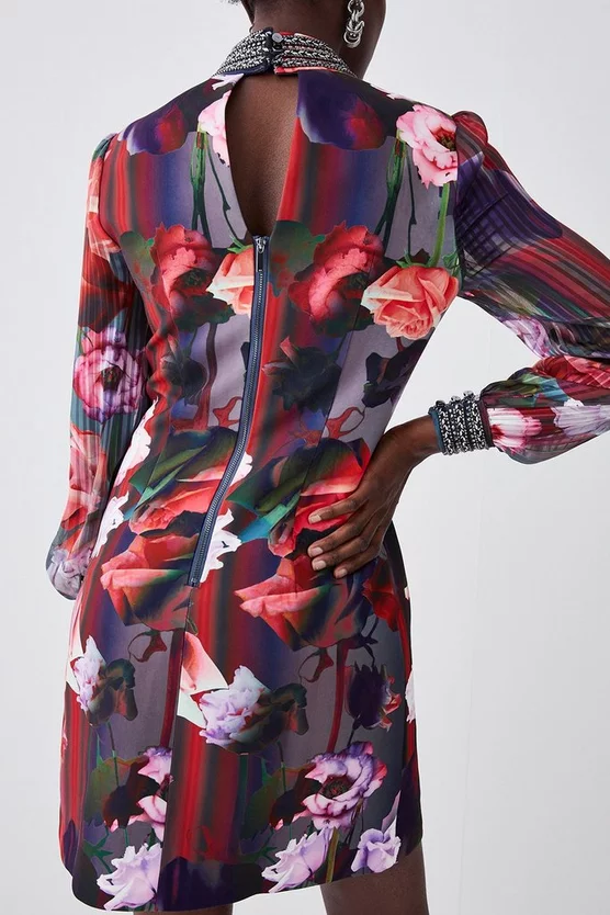 Promo β€οΈ Karen Millen Diamante Trim Floral Woven Mini π Dress π - Image 5