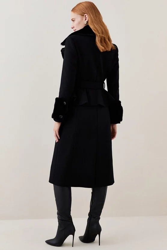 Hot Sale π Karen Millen Lydia Millen Belted Sheepskin & Italian Virgin Wool π§₯ Coat - black βοΈ - Image 5